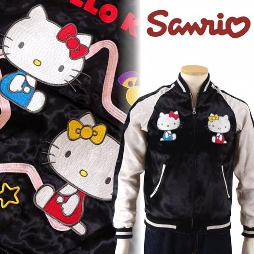 hKSJ-505 ハローキティとハローミミィジャガード袖スカジャン