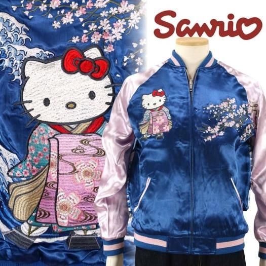 hKSJ-006 波と舞妓ハローキティ刺繍スカジャン