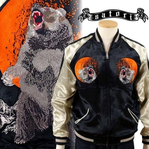 GKJ-008 月に熊刺繍スカジャン