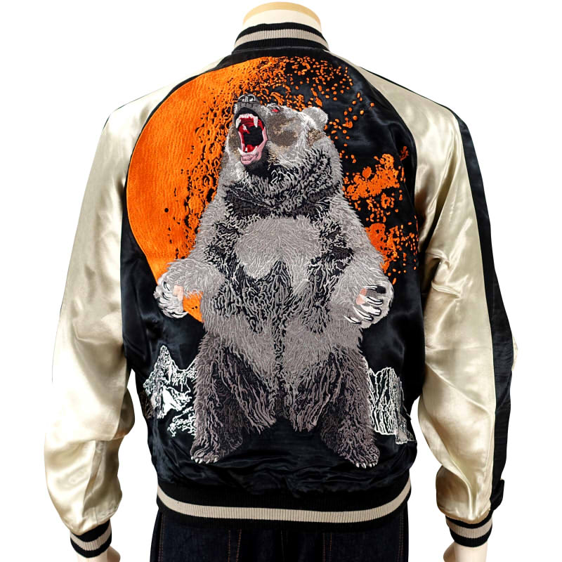 GKJ-008 月に熊刺繍スカジャン