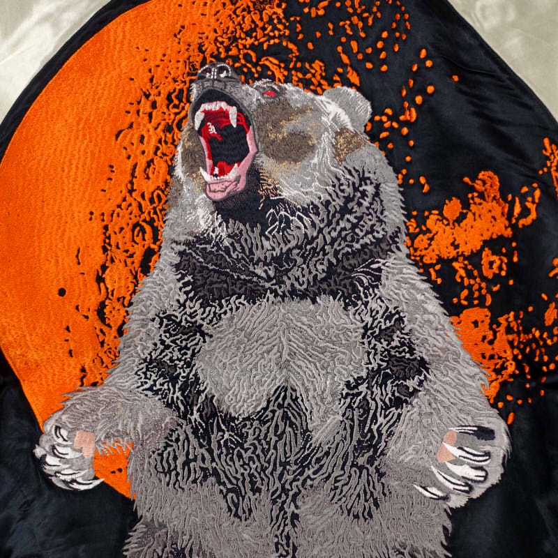 GKJ-008 月に熊刺繍スカジャン