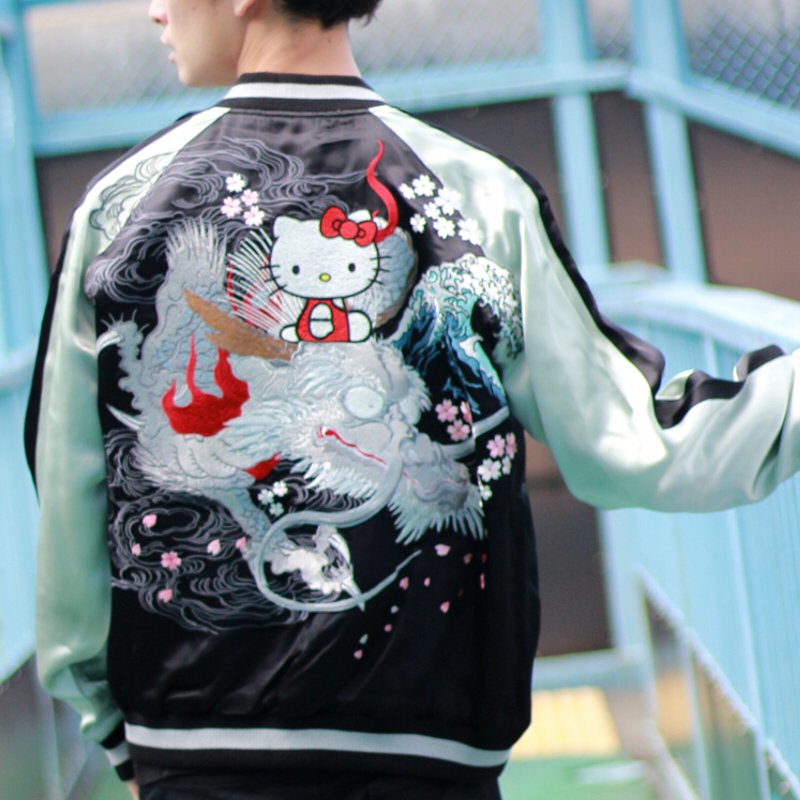 hKSJ-002 龍頭ハローキティ刺繍スカジャン サンリオ×Switch Planning