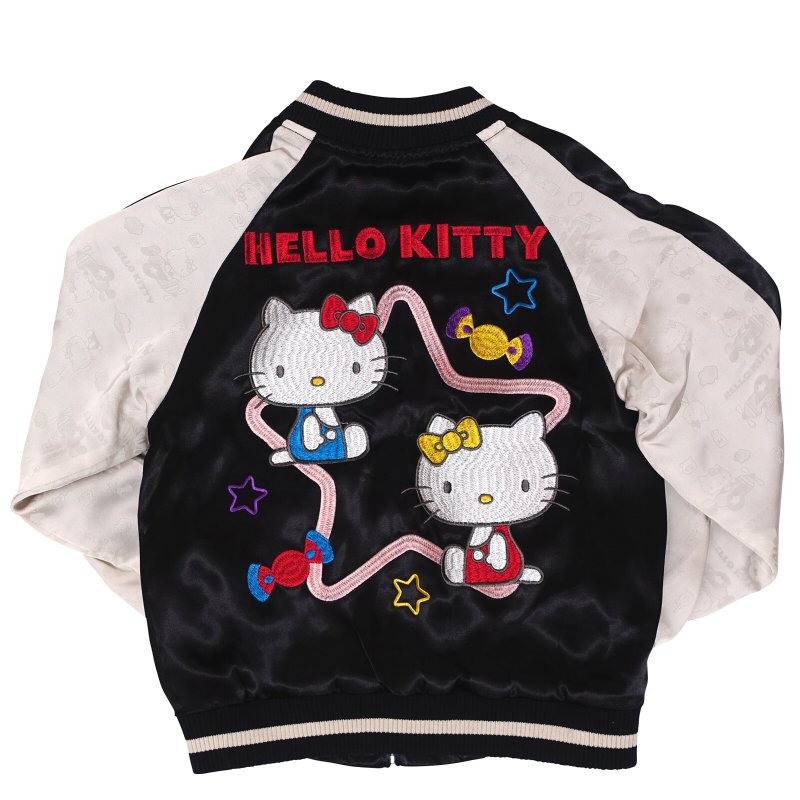 hKSJ-505K ハローキティとハローミミィジャガード袖スカジャン
