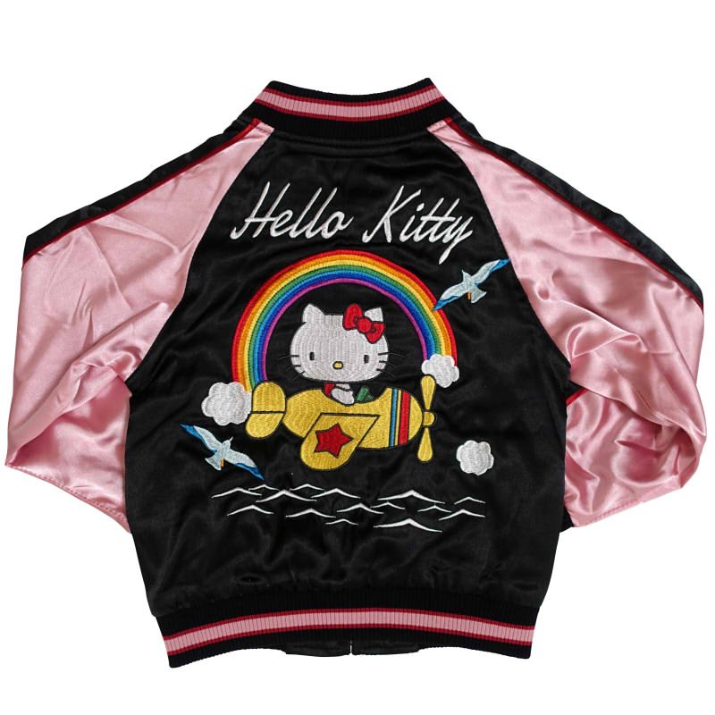 hKSJ-508 ハローキティと飛行機刺繍スカジャン