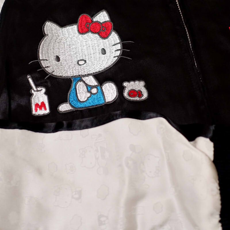 hKSJ-511 ハローキティと花火刺繍ジャガード袖スカジャン