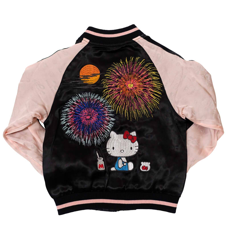 hKSJ-511 ハローキティと花火刺繍ジャガード袖スカジャン