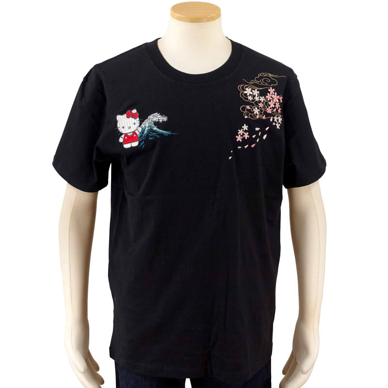 hKST-003 龍頭ハローキティ刺繍半袖Tシャツ