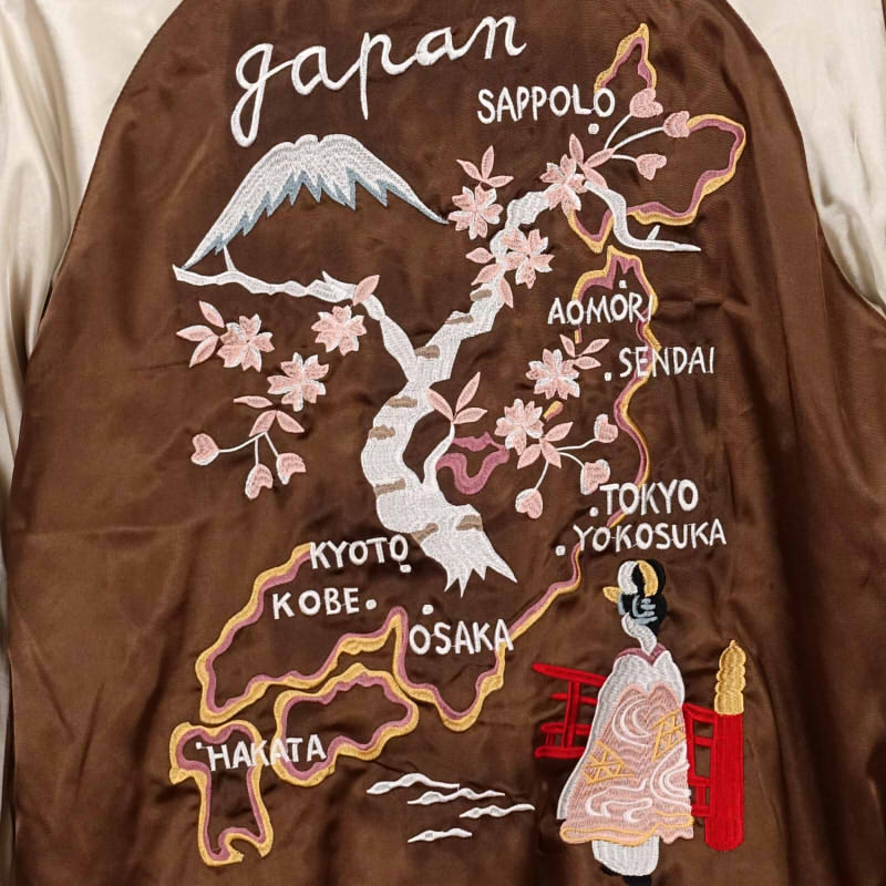 JSKJ-005 龍虎と日本地図刺繍リバーシブルスカジャン