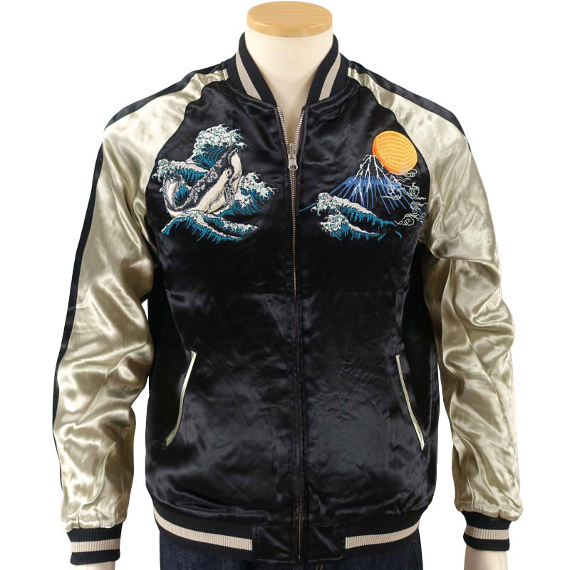 JSKJ-519 波に鯨刺繍リバーシブルスカジャン