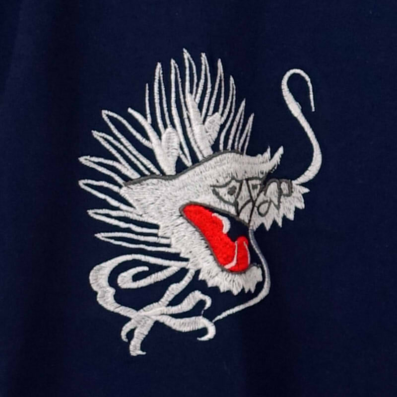 JST-402 白竜と白虎刺繍半袖Tシャツ