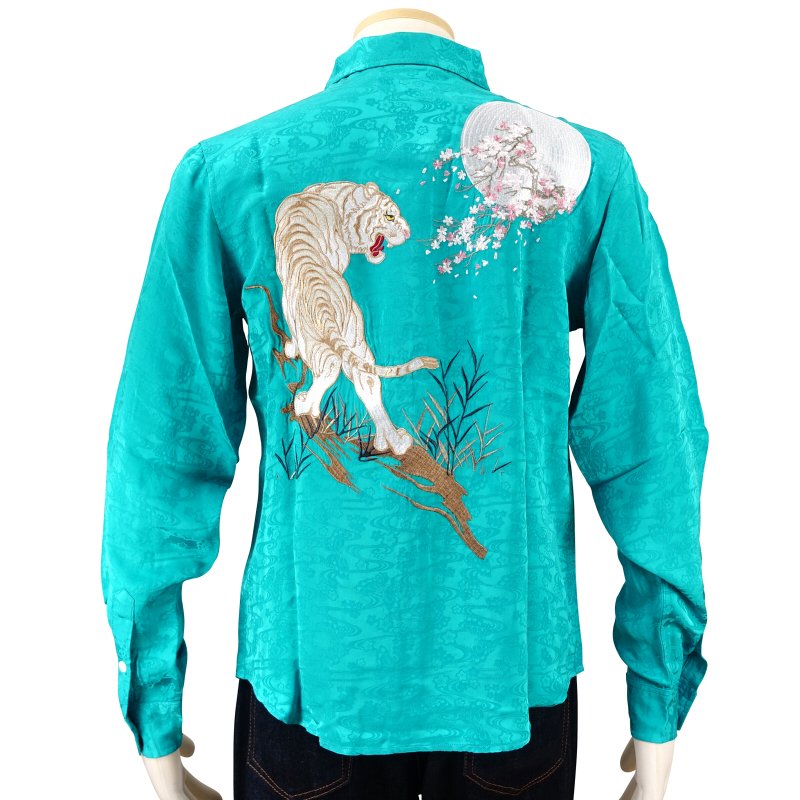 LS-002 月に白虎刺繍ジャガードシャツ