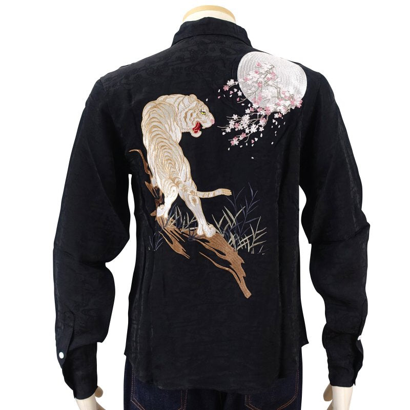 LS-002 月に白虎刺繍ジャガードシャツ