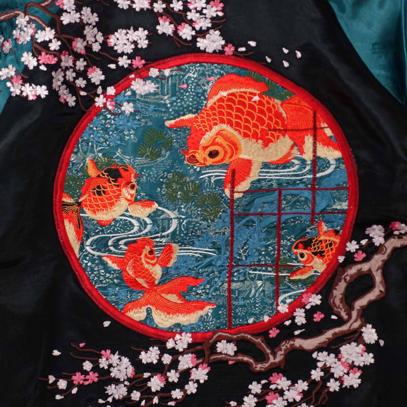 SKJ-016 桜金魚鉢刺繍スカジャン