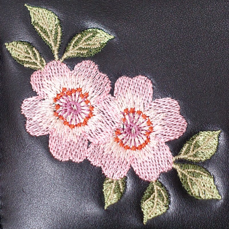SLWL-503 桜と蝶々刺繍レザーウォレット