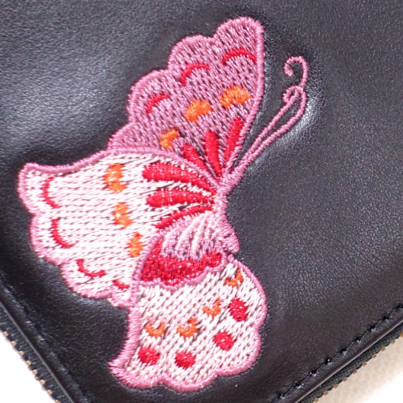 SLWL-503 桜と蝶々刺繍レザーウォレット