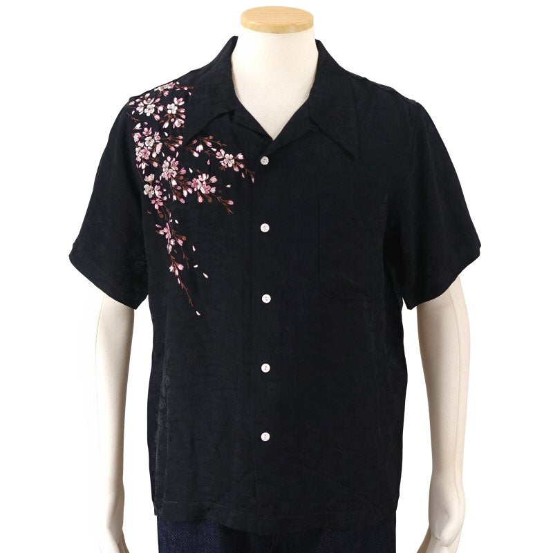 SS-001 桜と金魚刺繍ジャガードシャツ