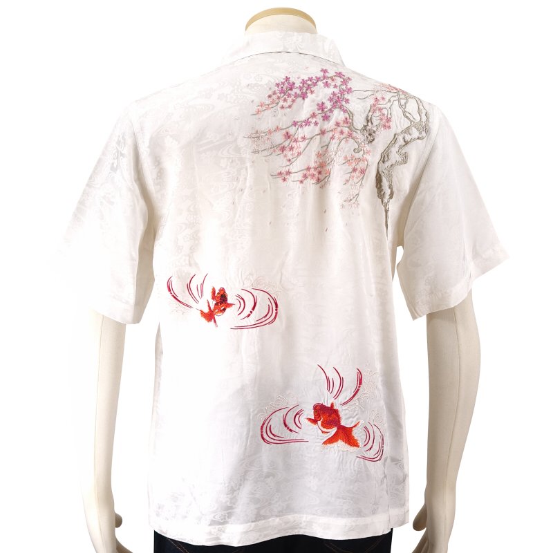 SS-002 桜と金魚刺繍ジャガードシャツ