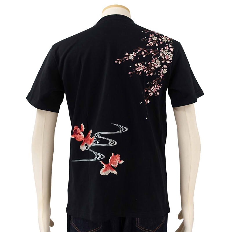 JST-401 日本地図に龍虎刺繍半袖Tシャツ