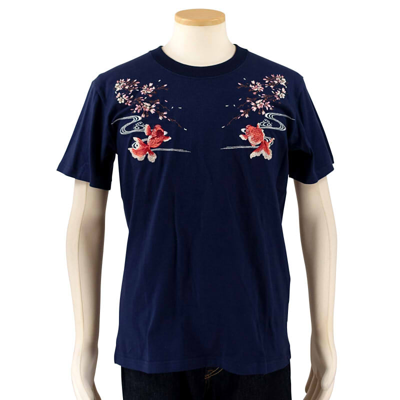 JST-401 日本地図に龍虎刺繍半袖Tシャツ