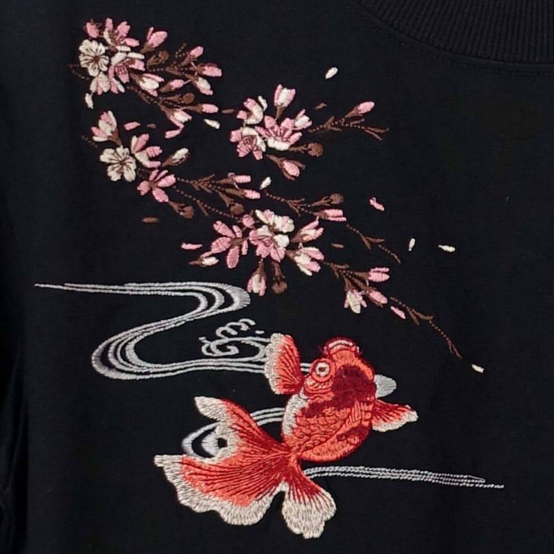 JST-401 日本地図に龍虎刺繍半袖Tシャツ