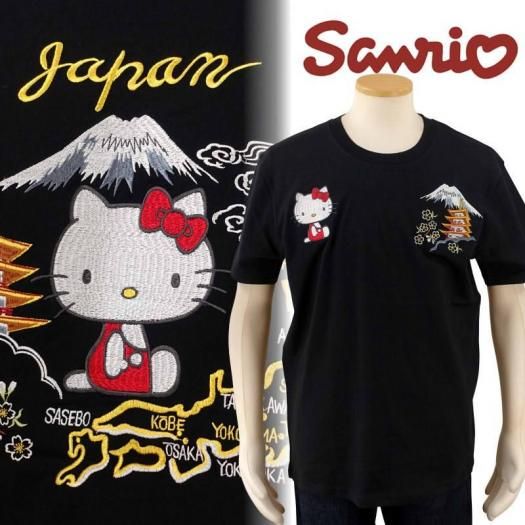 hKST-001 ハローキティと富士五重塔刺繍Tシャツ