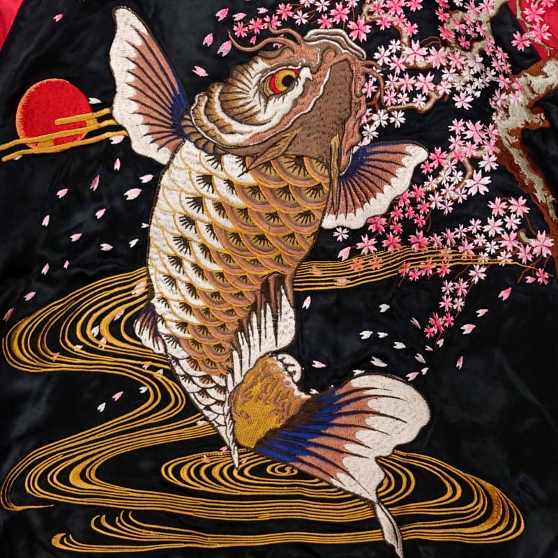 GKJ-003 桜と鬼鯉刺繍スカジャン