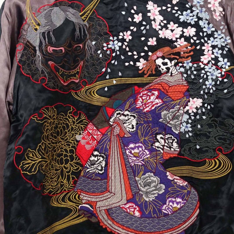 GKJ-004 髑髏花魁刺繍スカジャン