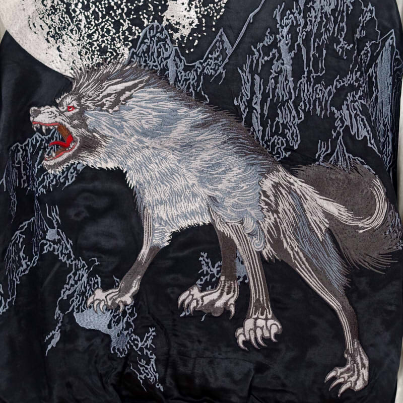 GKJ-007 月と狼刺繍スカジャン