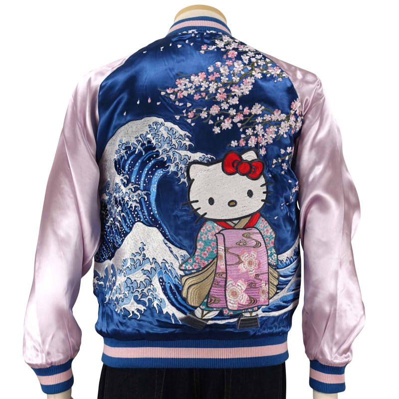 hKSJ-006 波と舞妓ハローキティ刺繍スカジャン