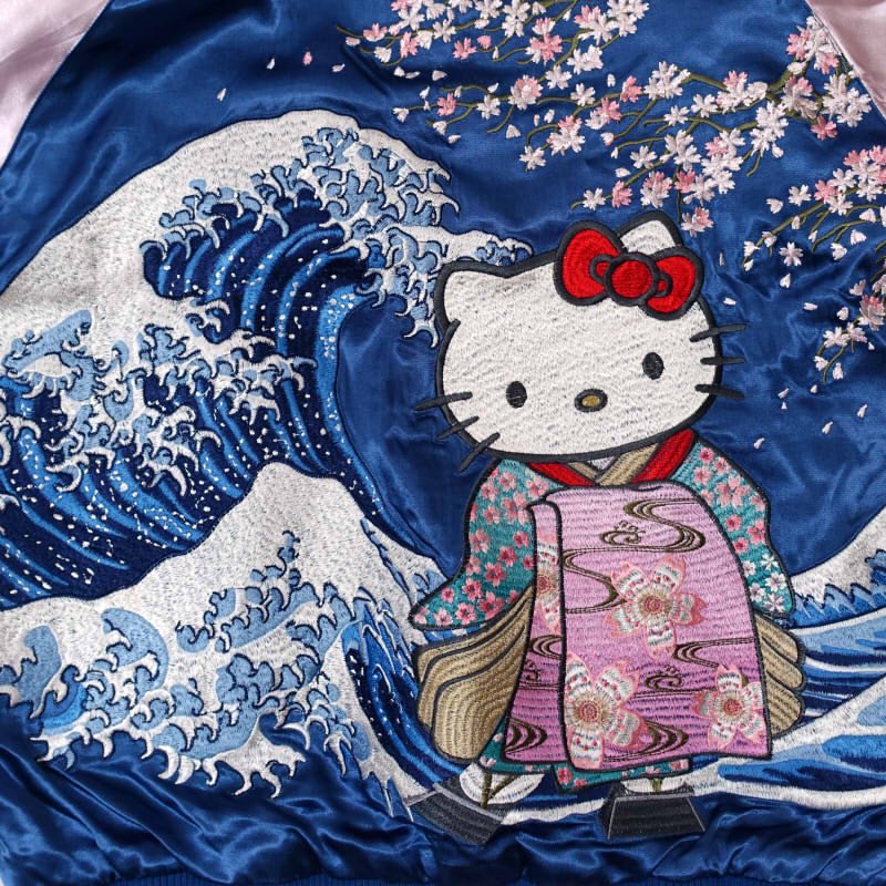 hKSJ-006 波と舞妓ハローキティ刺繍スカジャン