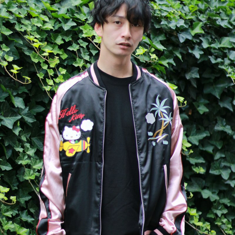 hKSJ-502 飛行機ハローキティ刺繍スカジャン サンリオ×Switch Planning