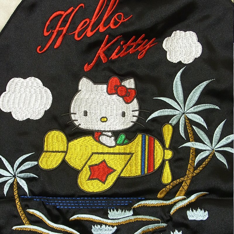 hKSJ-502 飛行機ハローキティ刺繍スカジャン サンリオ×Switch Planning