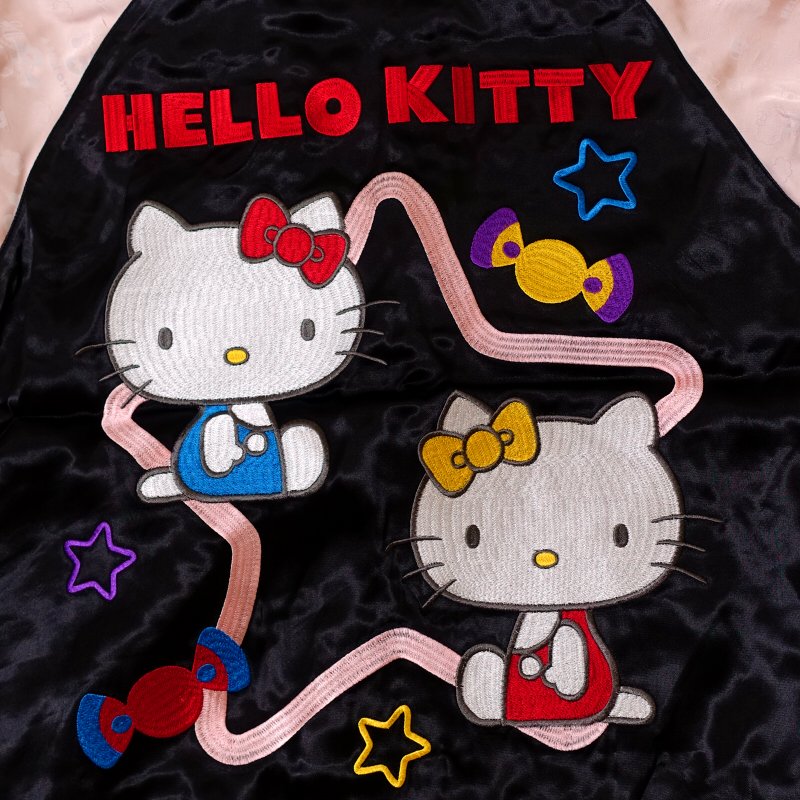 hKSJ-505K ハローキティとハローミミィジャガード袖スカジャン