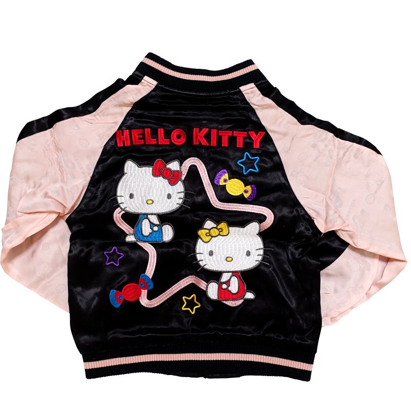 hKSJ-505K ハローキティとハローミミィジャガード袖スカジャン
