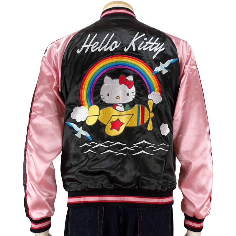 hKSJ-508 ハローキティと飛行機刺繍スカジャン