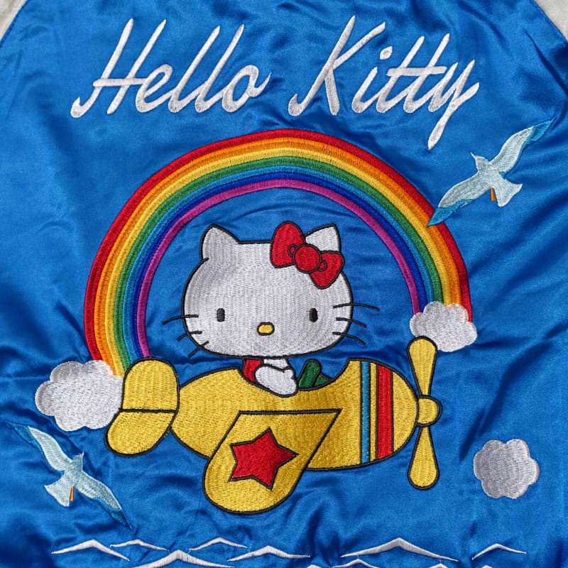 hKSJ-508 ハローキティと飛行機刺繍スカジャン