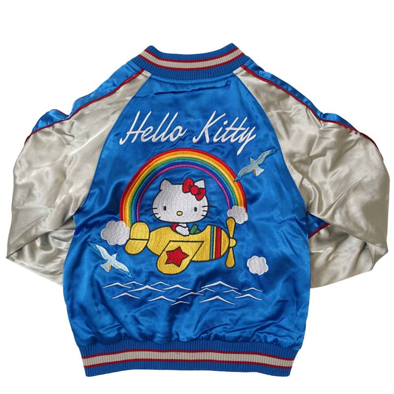 hKSJ-508 ハローキティと飛行機刺繍スカジャン