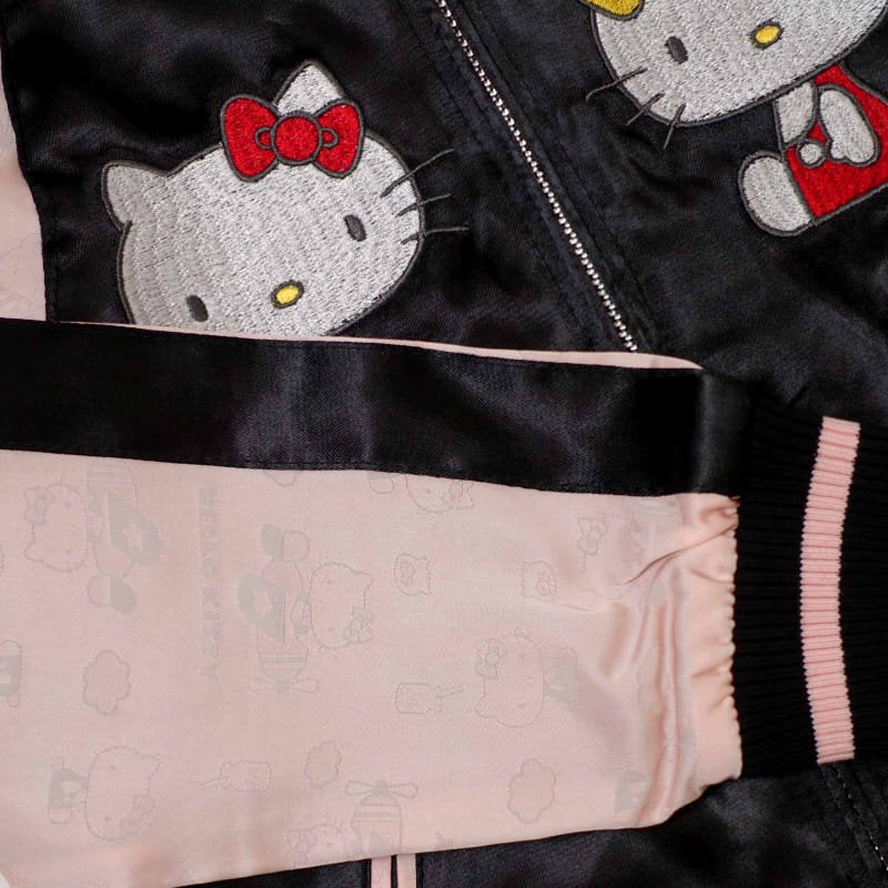 hKSJ-510 ハローキティとハローミミィと日本地図刺繍ジャガード袖スカジャン