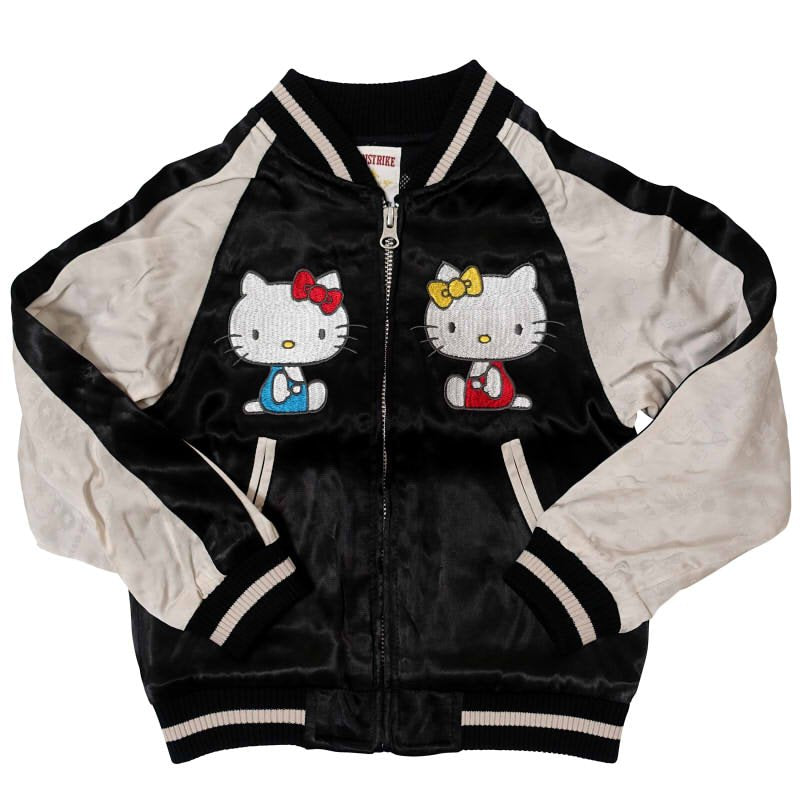 hKSJ-510 ハローキティとハローミミィと日本地図刺繍ジャガード袖スカジャン