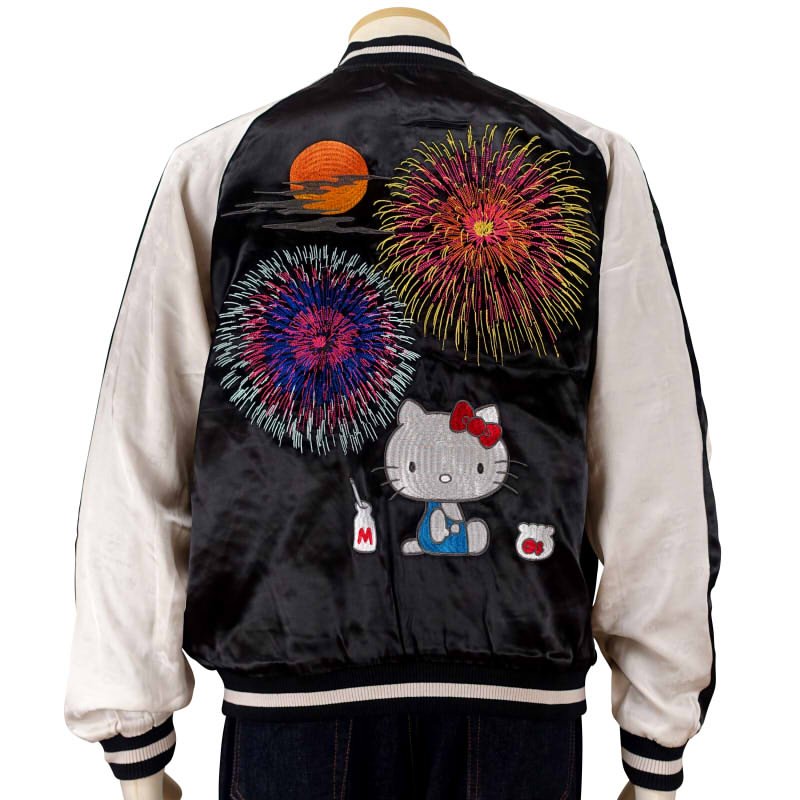 hKSJ-511 ハローキティと花火刺繍ジャガード袖スカジャン