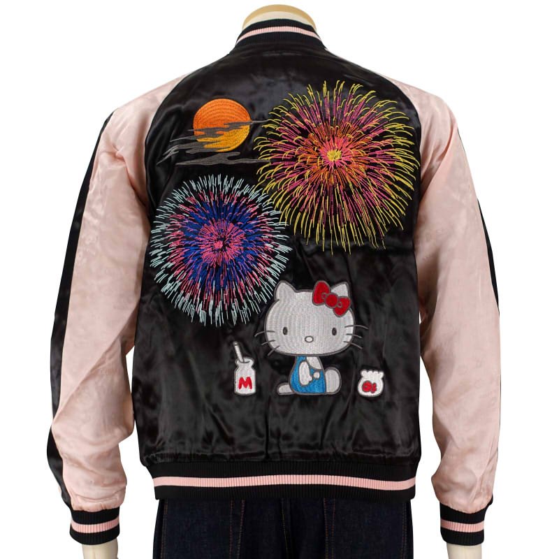 hKSJ-511 ハローキティと花火刺繍ジャガード袖スカジャン