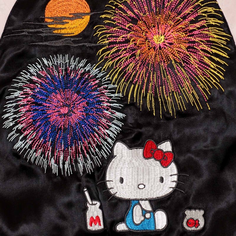 hKSJ-511 ハローキティと花火刺繍ジャガード袖スカジャン