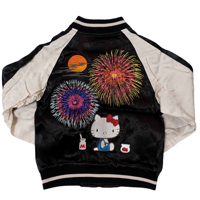hKSJ-511 ハローキティと花火刺繍ジャガード袖スカジャン