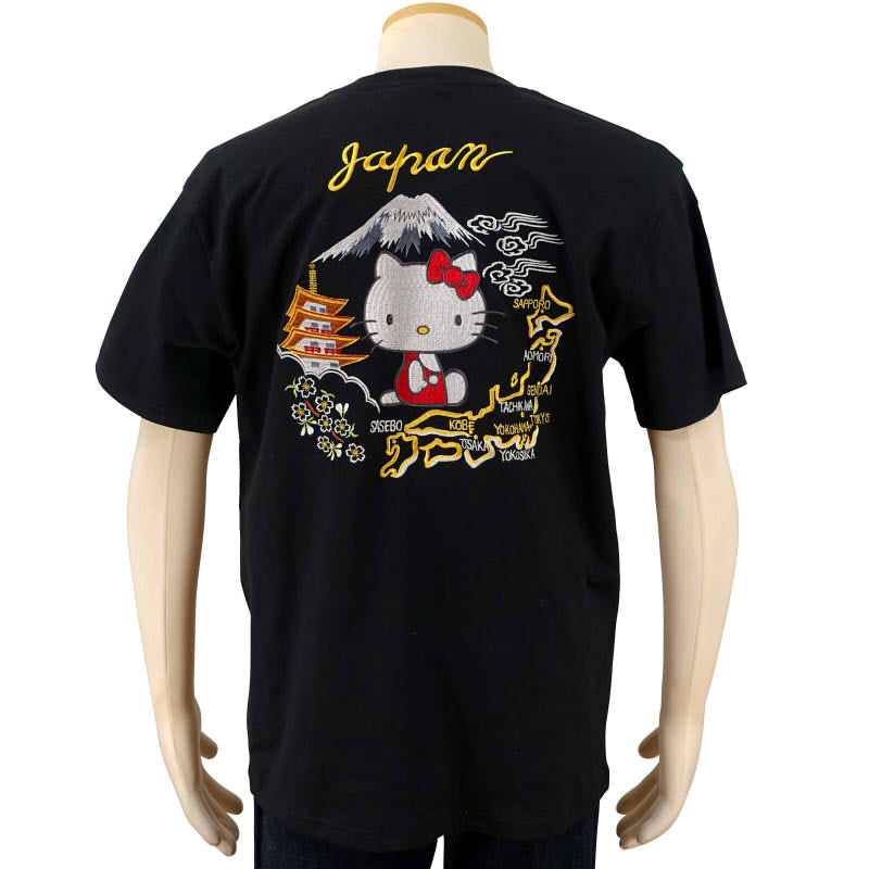 hKST-001 ハローキティと富士五重塔刺繍Tシャツ