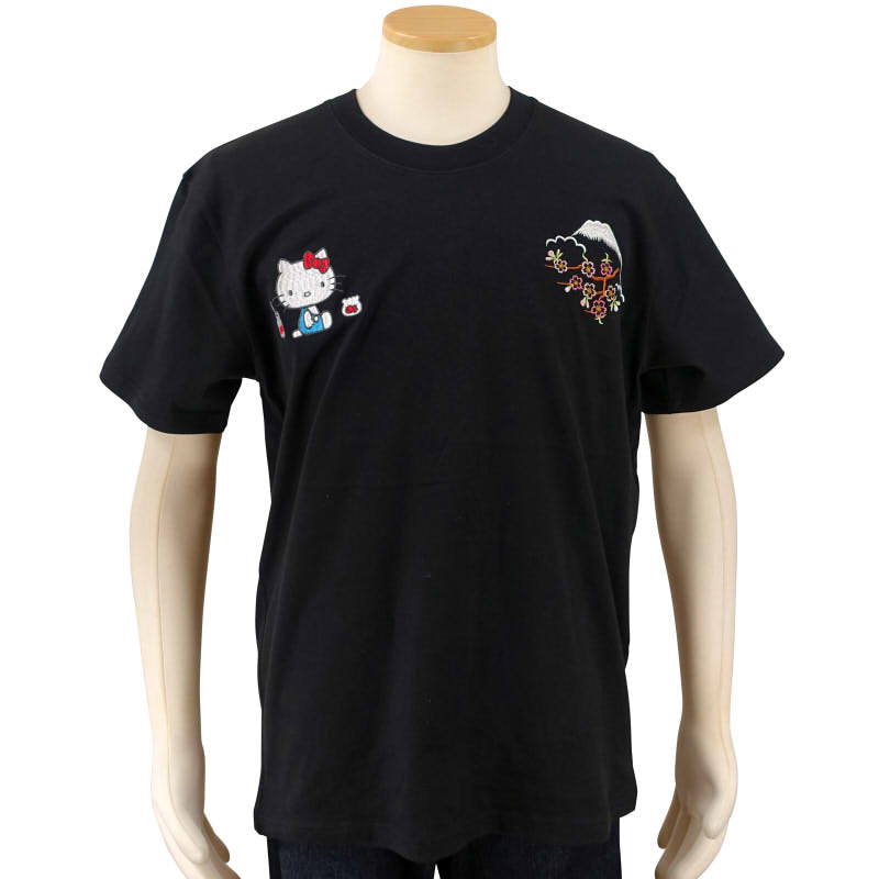 hKST-002 ハローキティと日本地図刺繍半袖Tシャツ