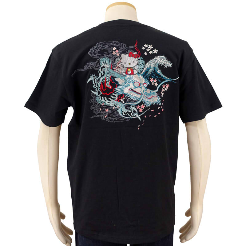 hKST-003 龍頭ハローキティ刺繍半袖Tシャツ