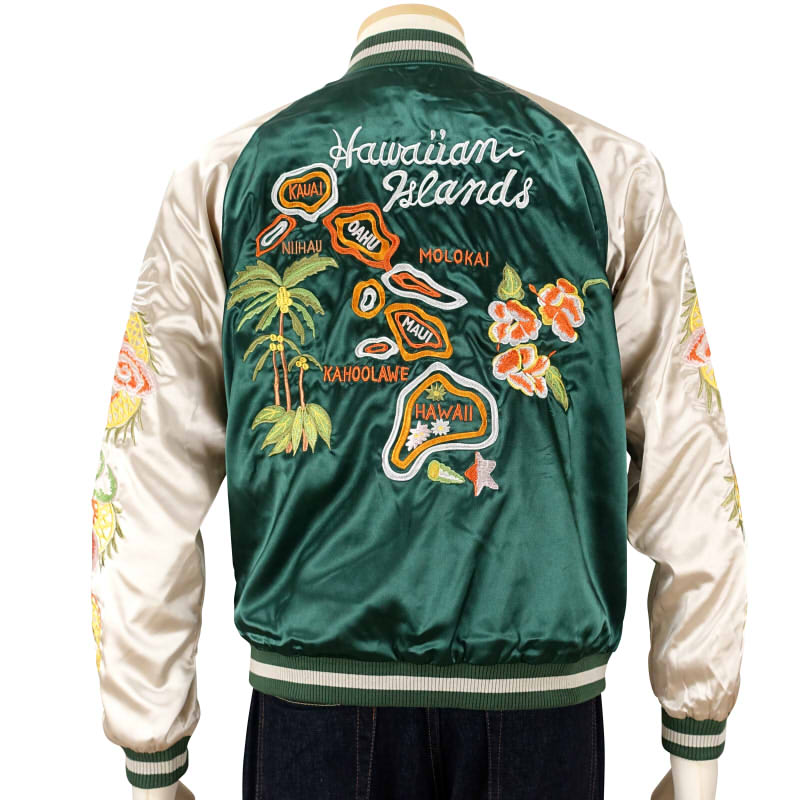 JSKJ-004 ハワイ地図と白虎刺繍リバーシブルスカジャン