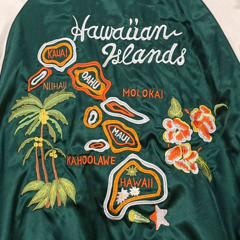JSKJ-004 ハワイ地図と白虎刺繍リバーシブルスカジャン