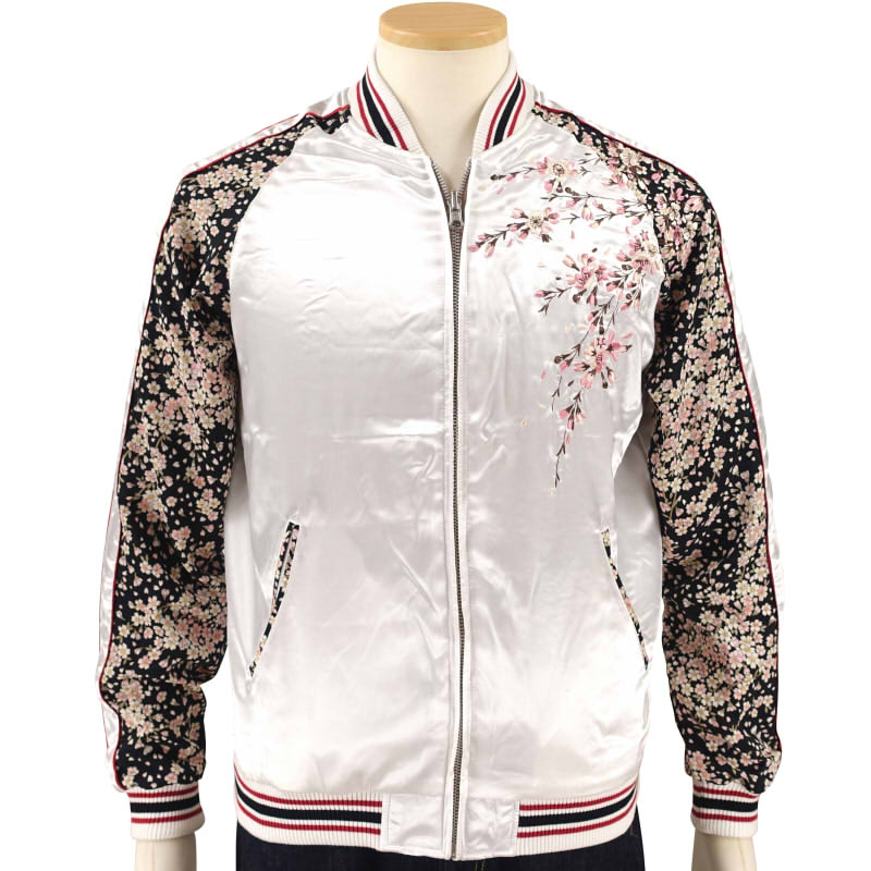JSKJ-301 Cherry Blossom Embroidered Chirimen Sleeve Sukajan Jacket