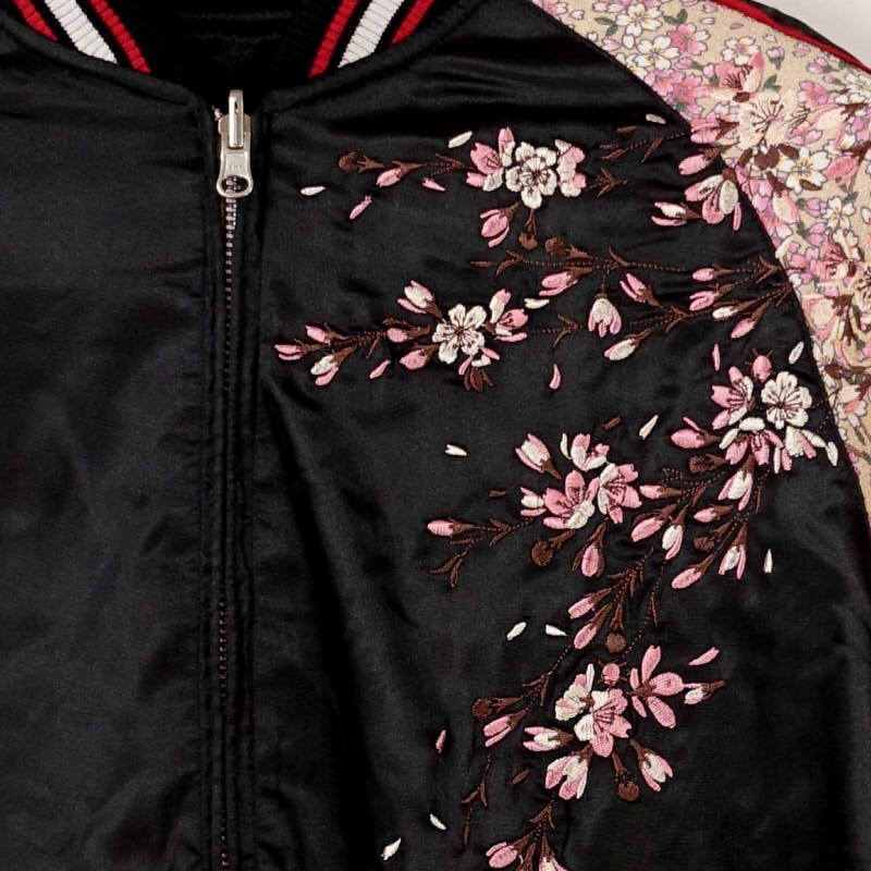 JSKJ-301 Cherry Blossom Embroidered Chirimen Sleeve Sukajan Jacket